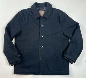 BKE Mens Wool Blend Pea Coat Black Size L Quilted Lining